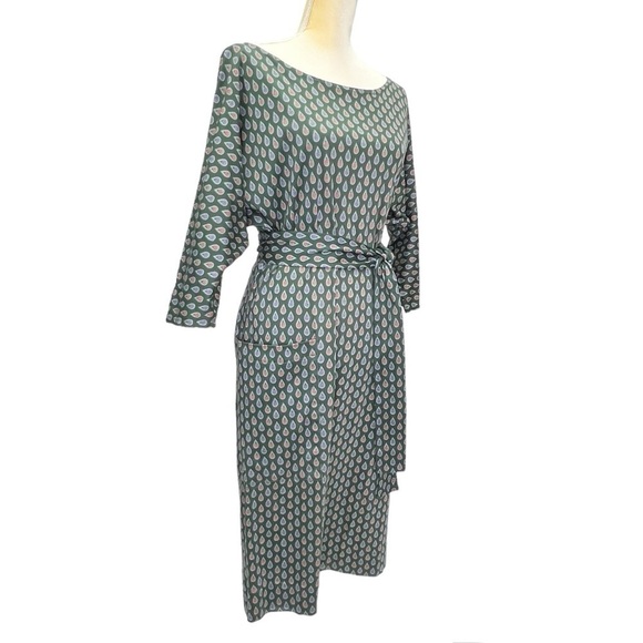 Vintage Souleiado Charles Demery Size Medium Green Paisley Dress Cotton vtg EUC - Picture 1 of 9